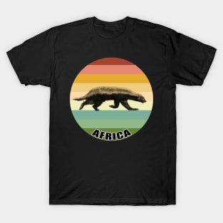 Honey Badger on the Prowl on Vintage Retro Africa Sunset T-Shirt